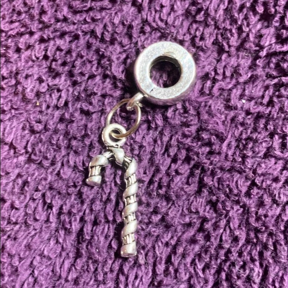 Sterling silver European candy cane charm